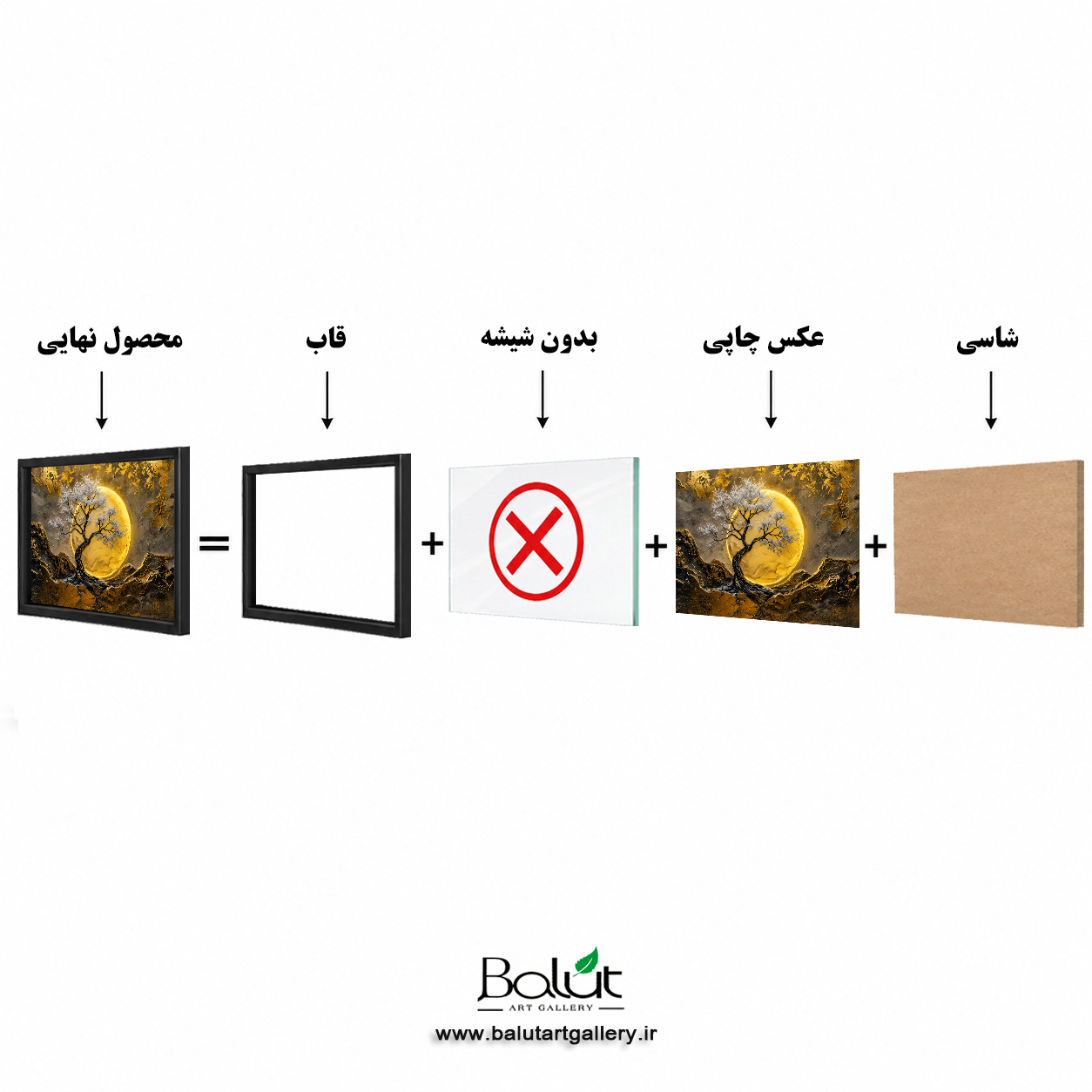 تابلو دکوراتیو مدرن «درخت نقره ای و صخره های طلا»