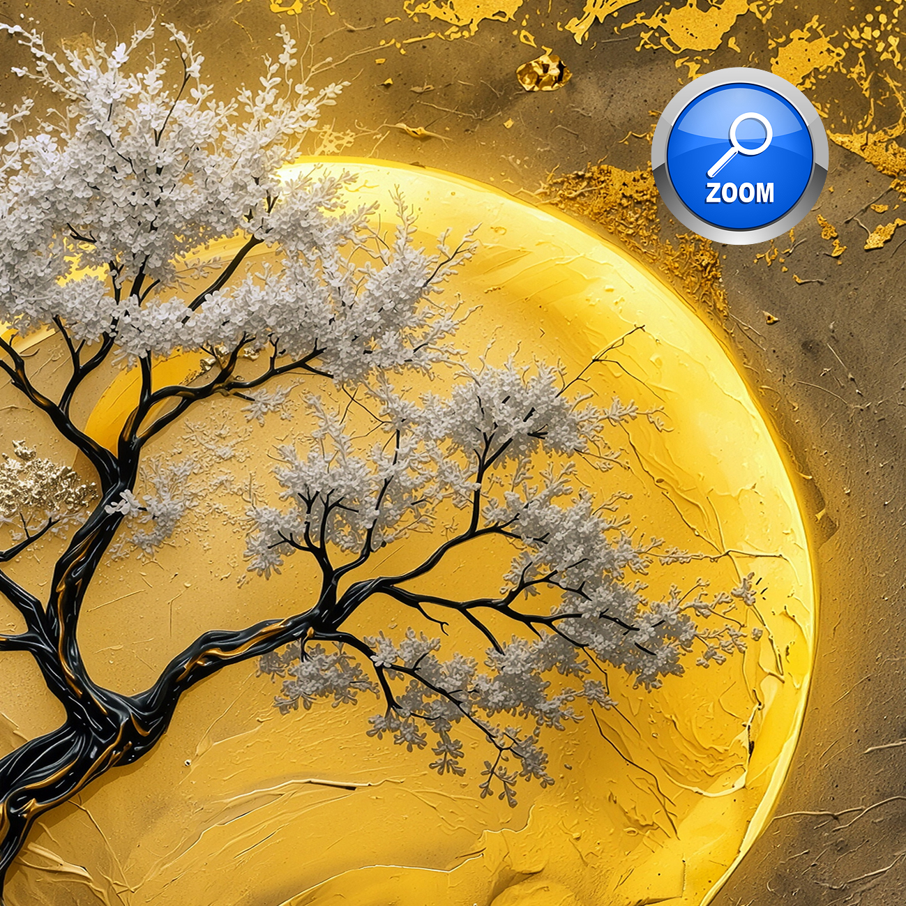 تابلو دکوراتیو مدرن «درخت نقره ای و صخره های طلا»