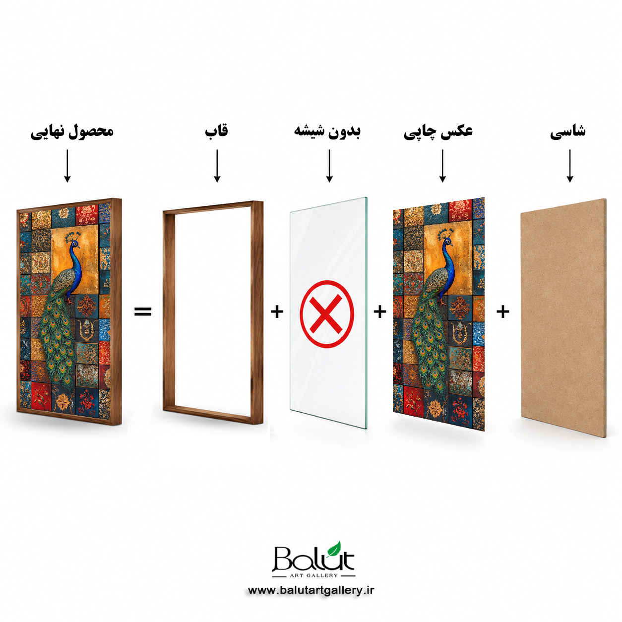 تابلو دکوراتیو مدرن  «طاووس و موزائیک‌های شرقی»