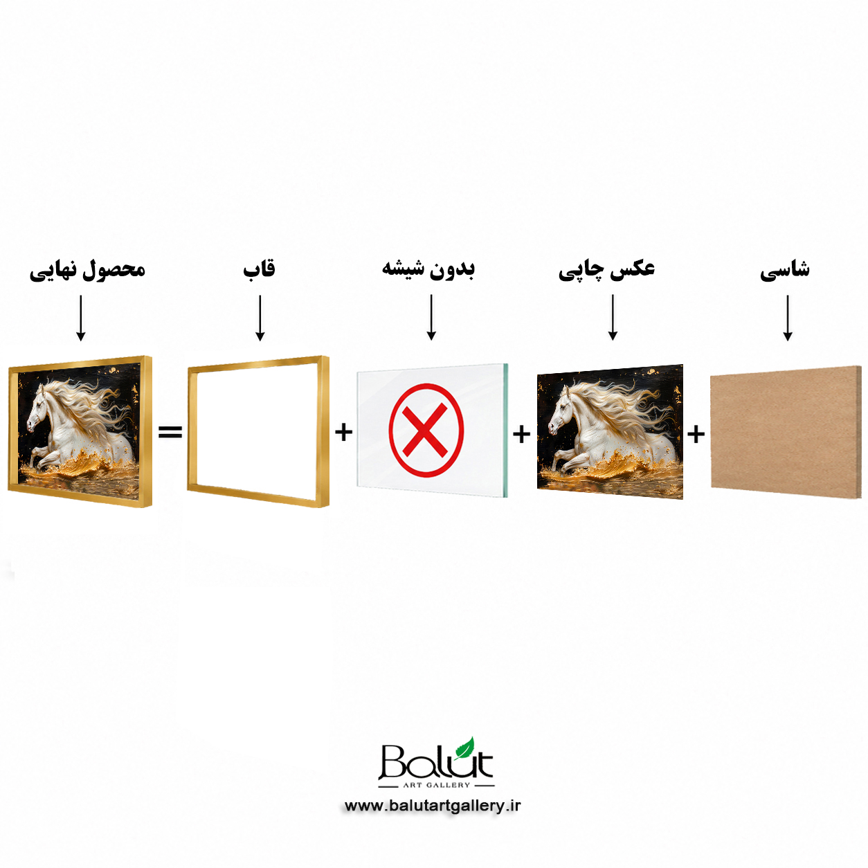 تابلو دکوراتیو مدرن «اسب مشکی طلایی»