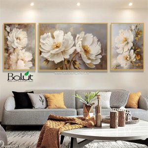 مجموعه گل های سفید طلایی آبستراکت :