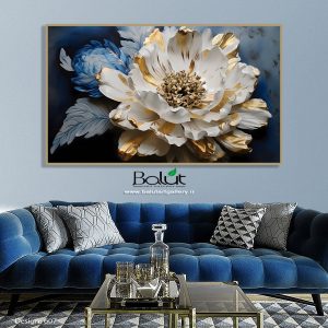 گل سفید برجسته ورق طلایی