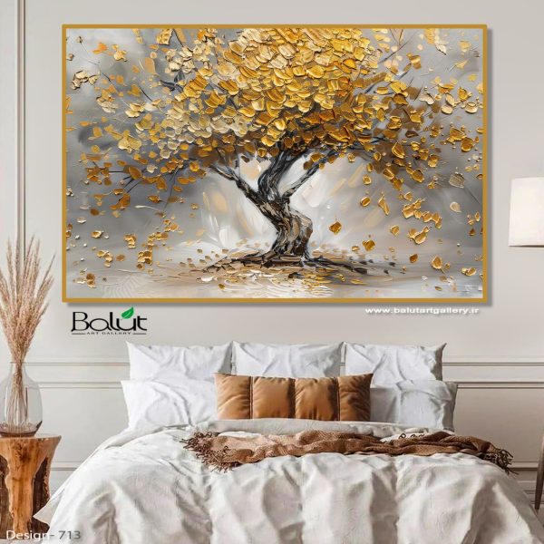 تابلو دکوراتیو مدرن درخت طلا یک